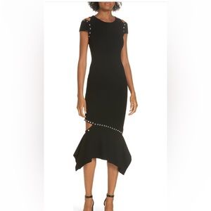 Alice and Olivia Ameera cut out mermaid black studded dress Small NWT